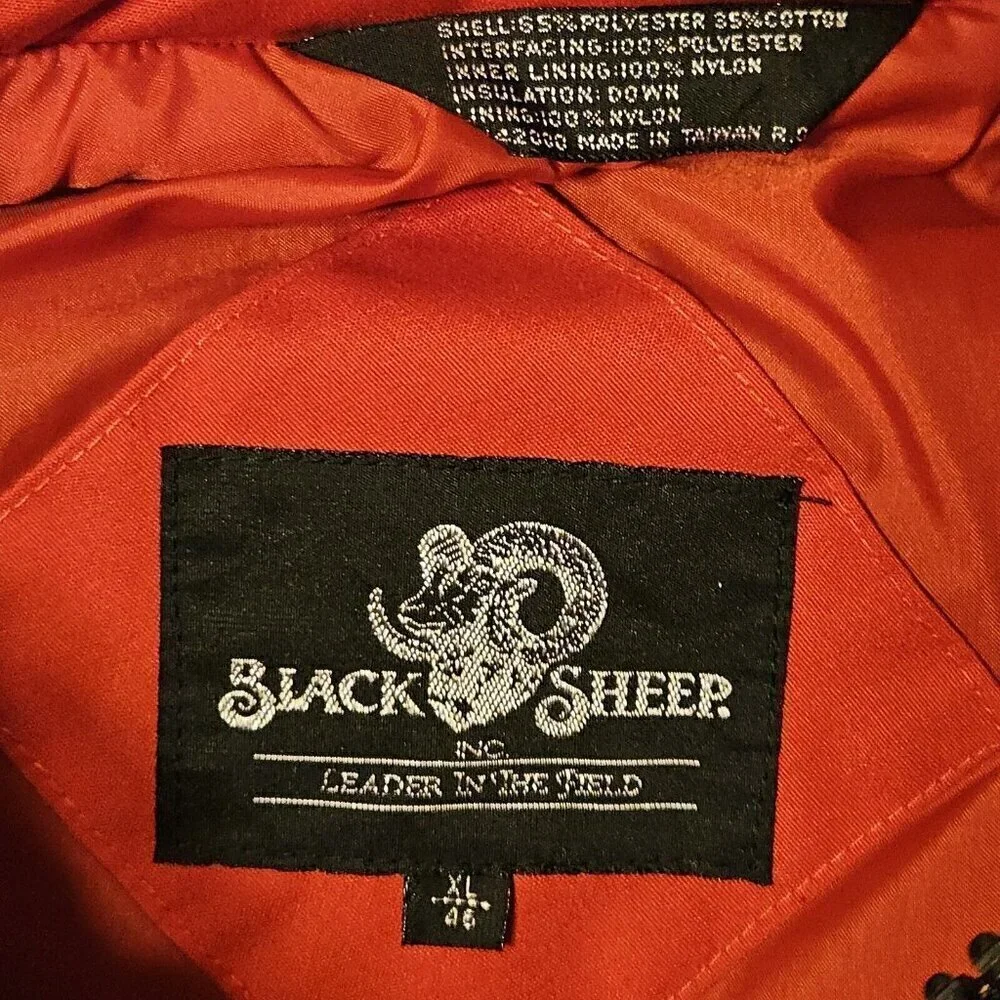 Vtg Black Sheep Inc. Down Puffer Snap & Zipper Vest Mens Size XL 46 Red